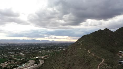 Aerial view of the Cholla Trail winding up Camelback Mountain in Scottsdale, Arizona