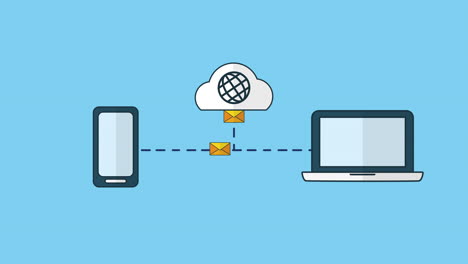 smartphone and laptop connection with cloud computing