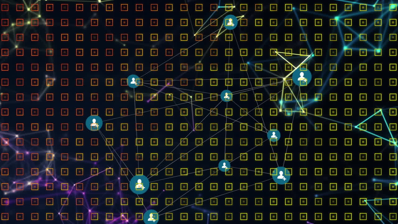 animación de la red de conexiones en el fondo digital