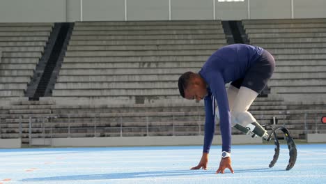 disabled athletic running on a running track 4k