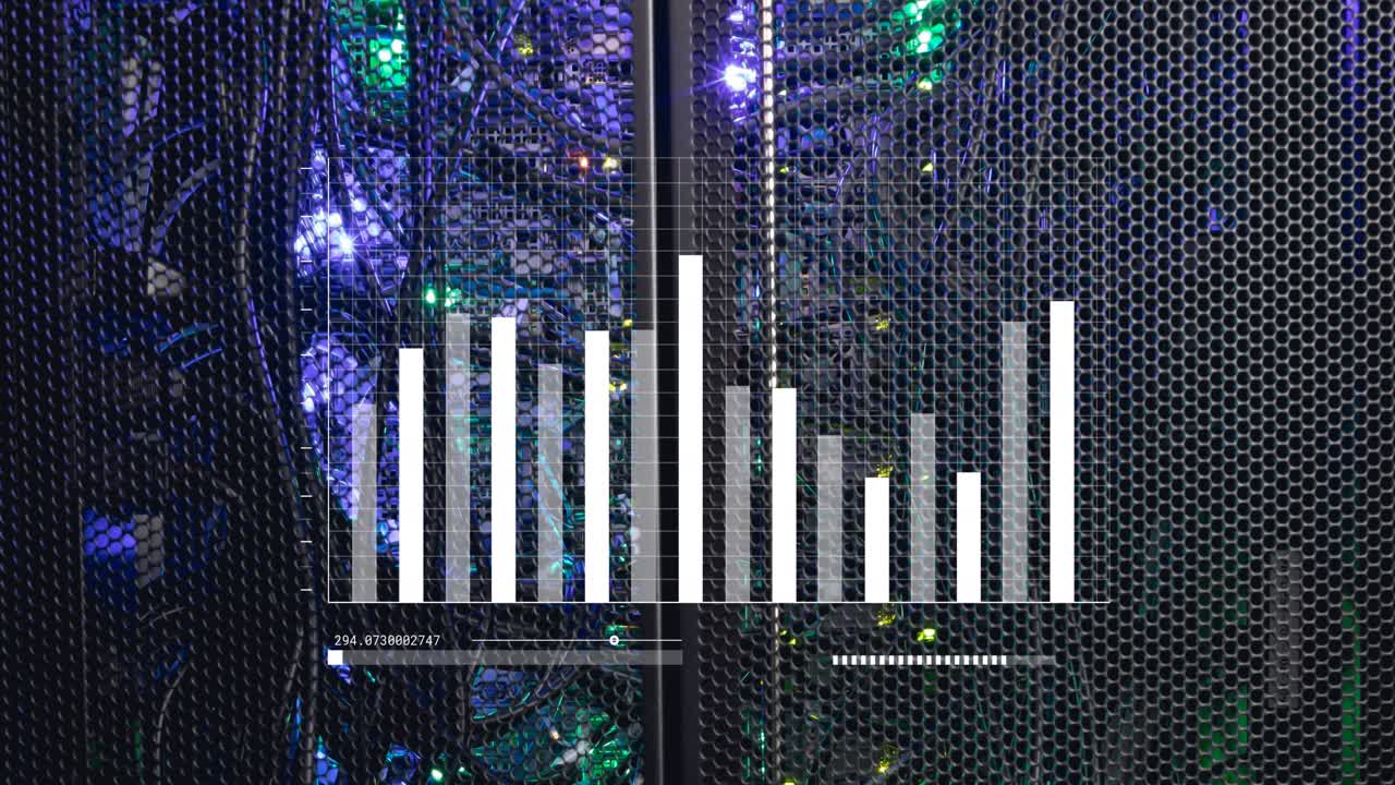 Animation af finansiel databehandling over computerserver
