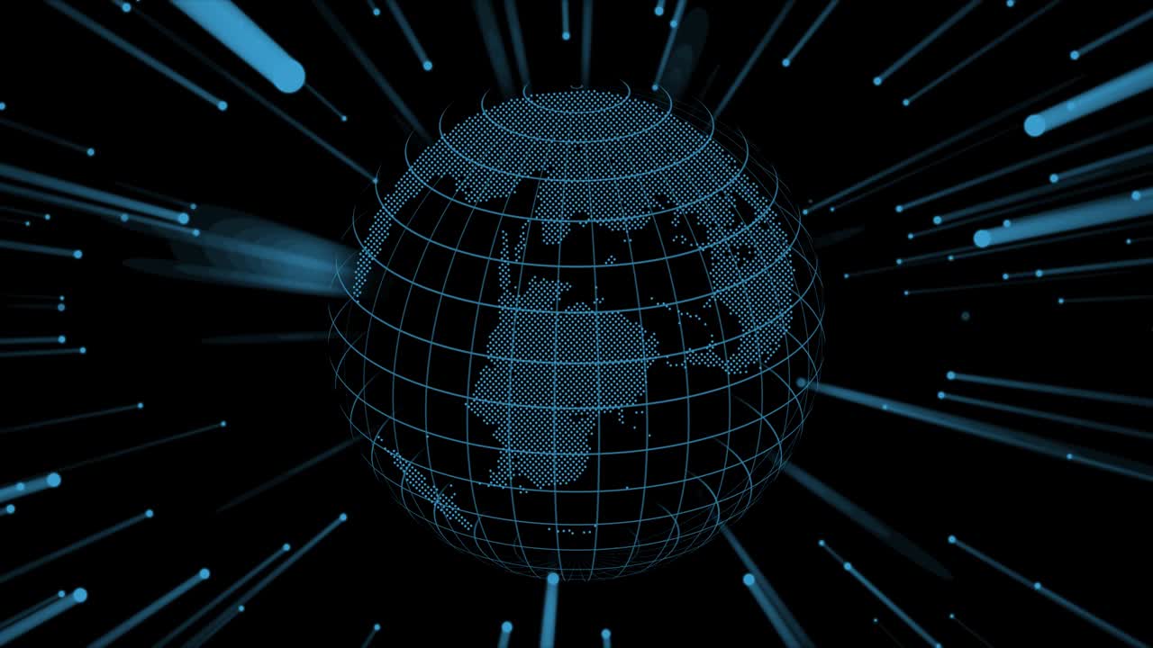 Techy earth isolate on white. Black and white earth. Dot particle showing the Internet connectivity all over the world. perfect for video presentations.