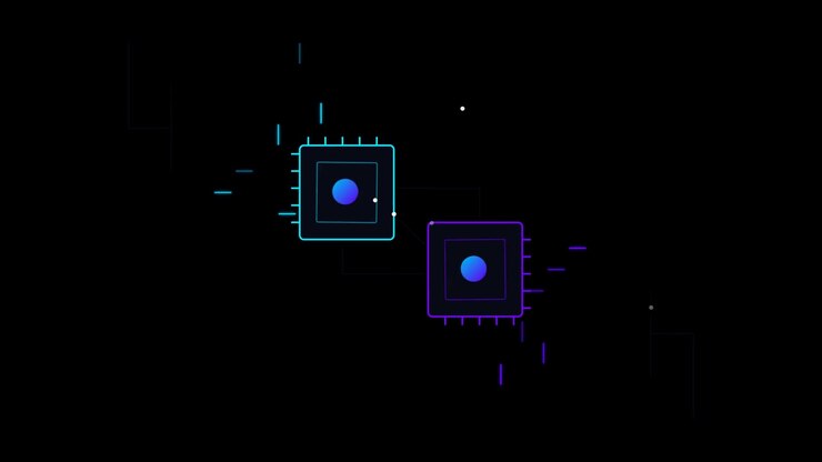 Abstract Digital Animation of Rotating Microchip Processors