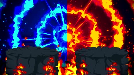 animación de fuego de dibujos animados. fondo de bucle de llama. competencia. juego de batalla.
