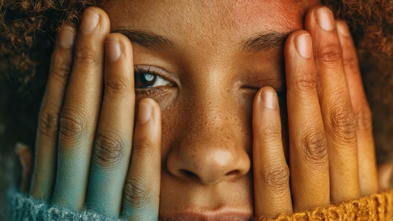 A Deep Emotional Journey: Captivating Close-Ups of a Person's Expression Displaying Vulnerability and Strength Through Different Frame Transitions