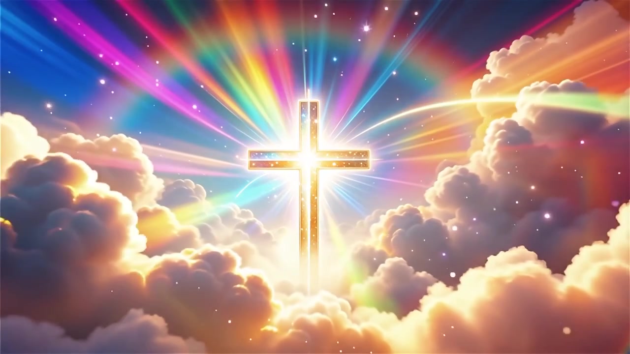 Christian Cross Heavenly Light Worship Background