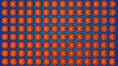 basketball orange balls rolling 3d blue background pattern