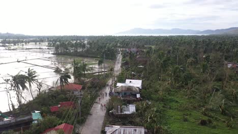 fly over road with damaged electric post after strong typhoon odette in souther leyte province in the philippines