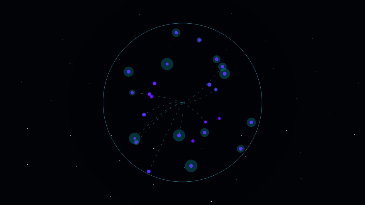 Abstract Digital Network Visualization with Moving Nodes and Connecting Lines