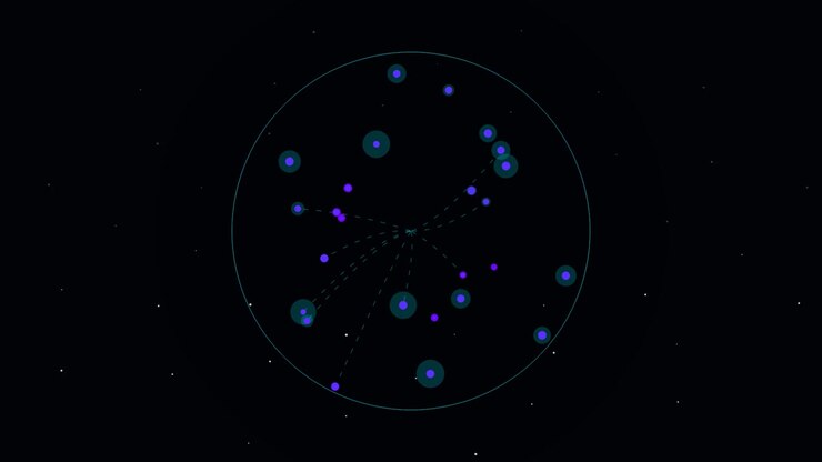 Abstract Digital Network Visualization with Moving Nodes and Connecting Lines