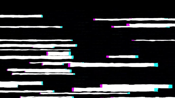 Digital Glitch Effect with Horizontal Lines and Data Artifacts