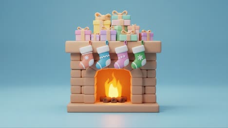 A Cozy Holiday Fireplace Decorated with Colorful Stockings and Presents, Radiating Cheerful Warmth for Seasonal Celebrations and Family Gatherings