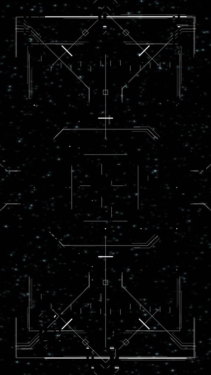 Vertical animation of futuristic sci-fi HUD interface for targeting system against a starry space background