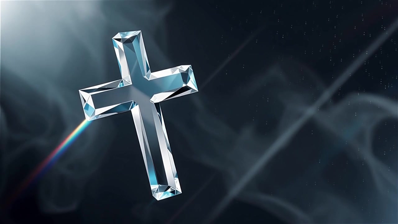 Croce Cristiana Luce Celestiale Sfondo per il Culto.