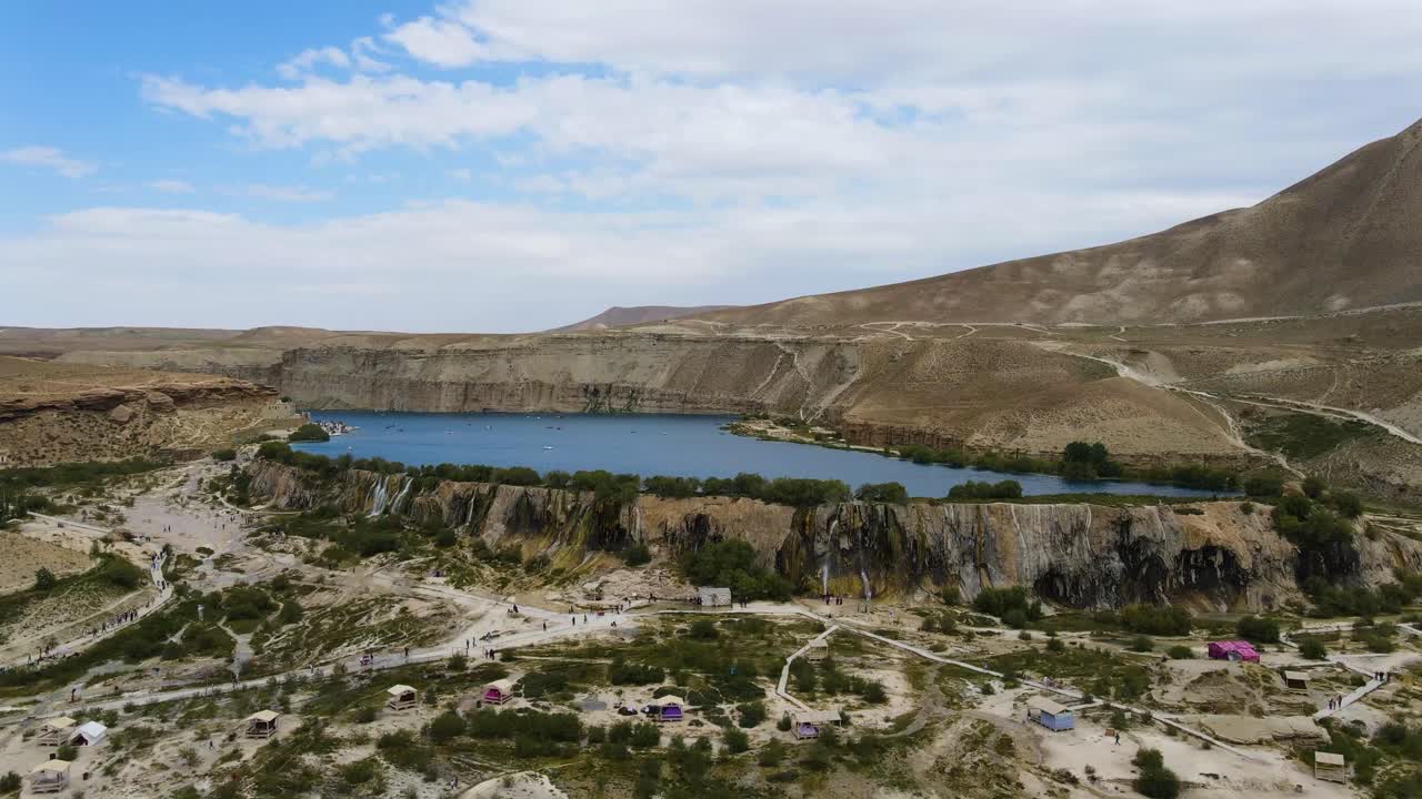 Drone footage from The Band-e-Amir is a series of six stunning lakes located in a mountainous desert area of Afghanistan's Bamyan province.. January 12, ?2022