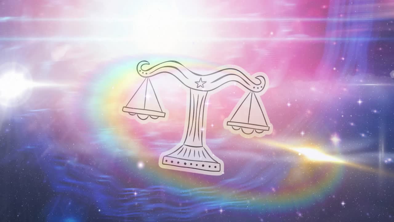 처녀자리와 별을 가진 회전하는 별자리 바 ⁇ 의 애니메이션