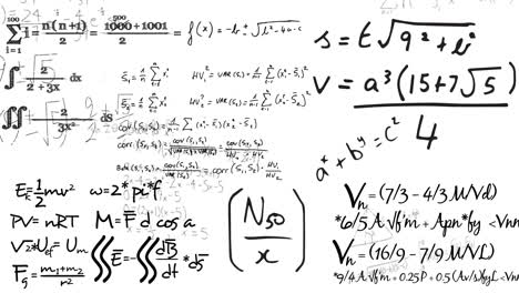 animación del procesamiento de datos matemáticos sobre un fondo blanco