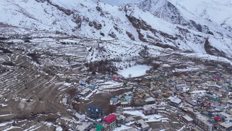high-altitude mountain village in winter