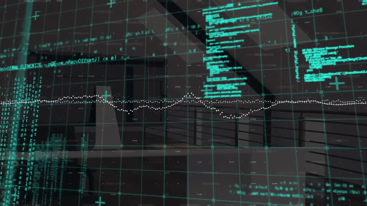 animación del procesamiento de datos sobre el ascensor en la oficina