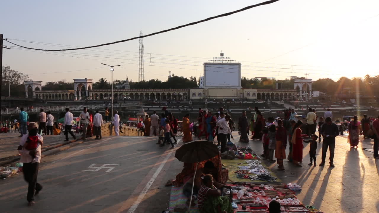 People in the temple market, Maharashtra, India
