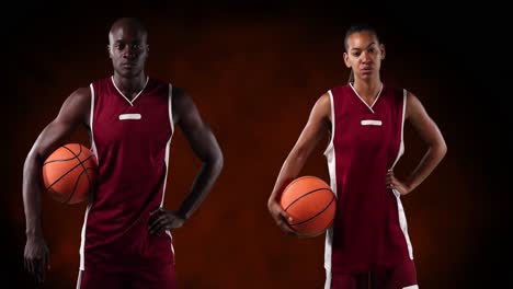animación de diversos jugadores de baloncesto sobre un fondo negro