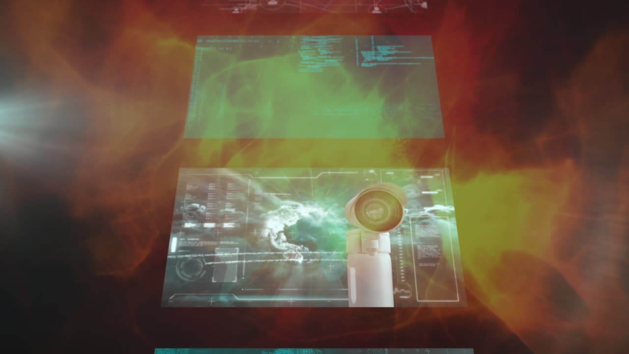 animación del procesamiento de datos sobre ondas naranjas sobre fondo negro