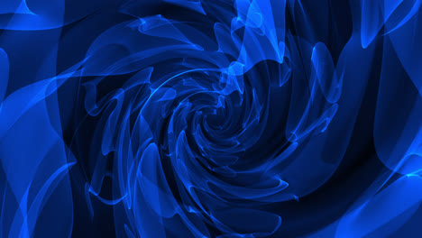 animation of blue translucent clouds of smoke spinning on black background