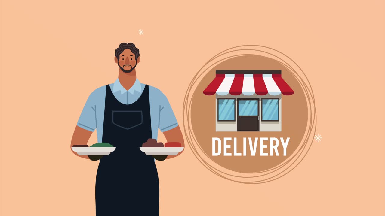 animazione di lettere per il servizio di consegna di cibo
