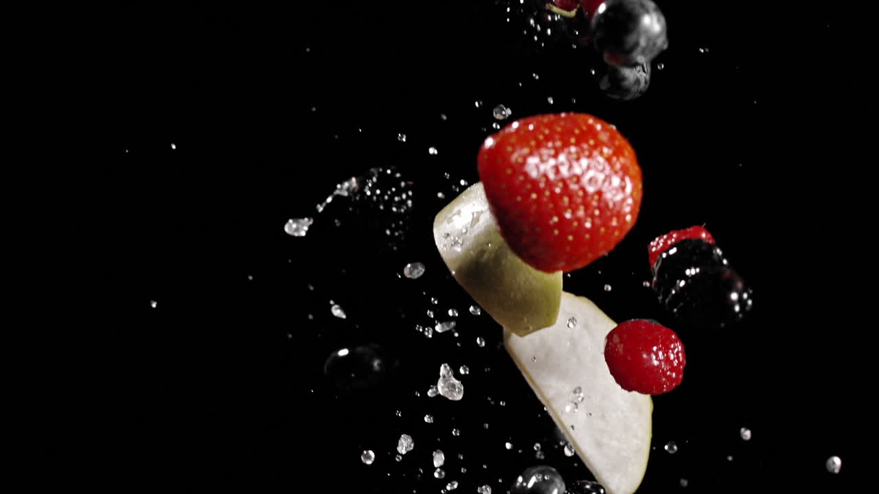 비행 모듬 과일 조각 슬로우 모션 1900fps 팬텀 4k