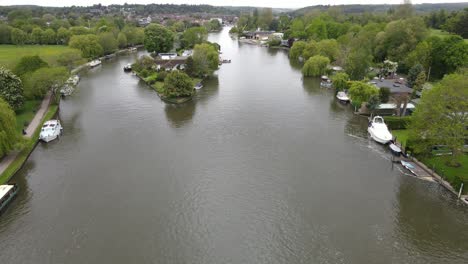 river thames drone view over island at henley on thames oxfordshire uk aerial footage