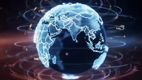 a futuristic representation of earth with dynamic global data visualization featuring africa and surrounding regions in vivid display of connectivity and technology