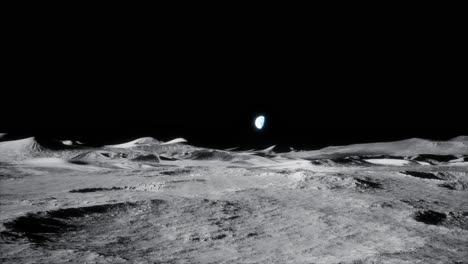 4k-slow-wide-forwards-dolly-shot-of-moon-lunar-landscape-with-earth-just-above-horizon