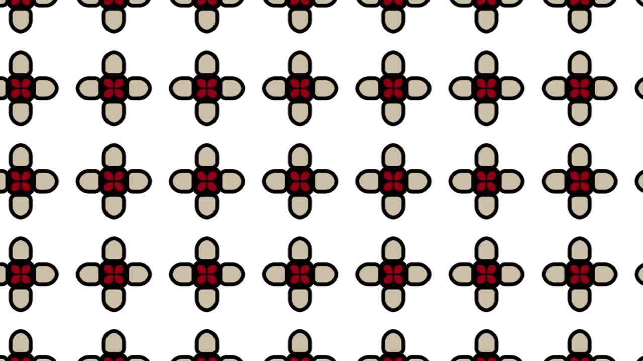 patrón ornamental intrincado en tonos negros y rojos con fondo blanco asomado