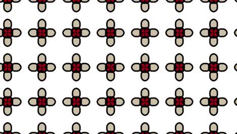 intricate ornamental pattern in the shades of black and red with white peeking background