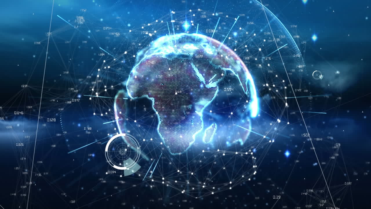 Animazione di globo e rete di connessioni