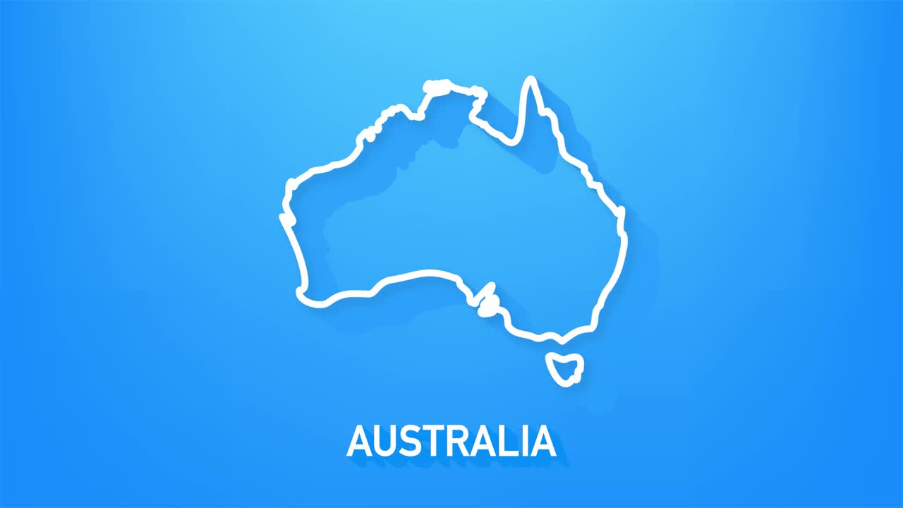 Territorium Australiens. Umrisszeichnung des Gebiets. 4K-Bewegungsgrafiken.