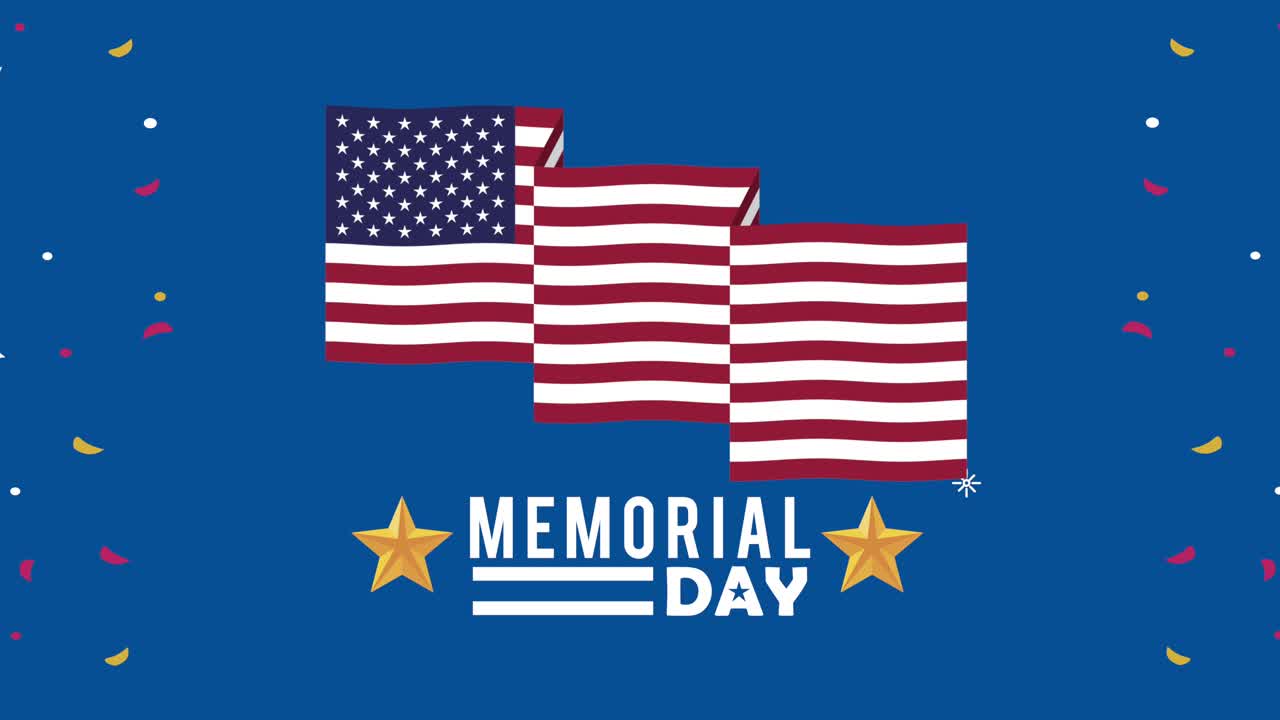 memorial day lettering with flag and stars