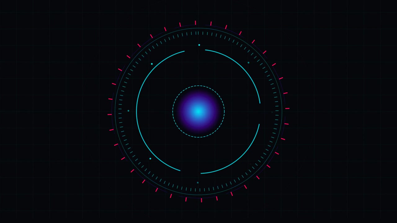 Futuristic Digital HUD Interface with Rotating Circular Elements
