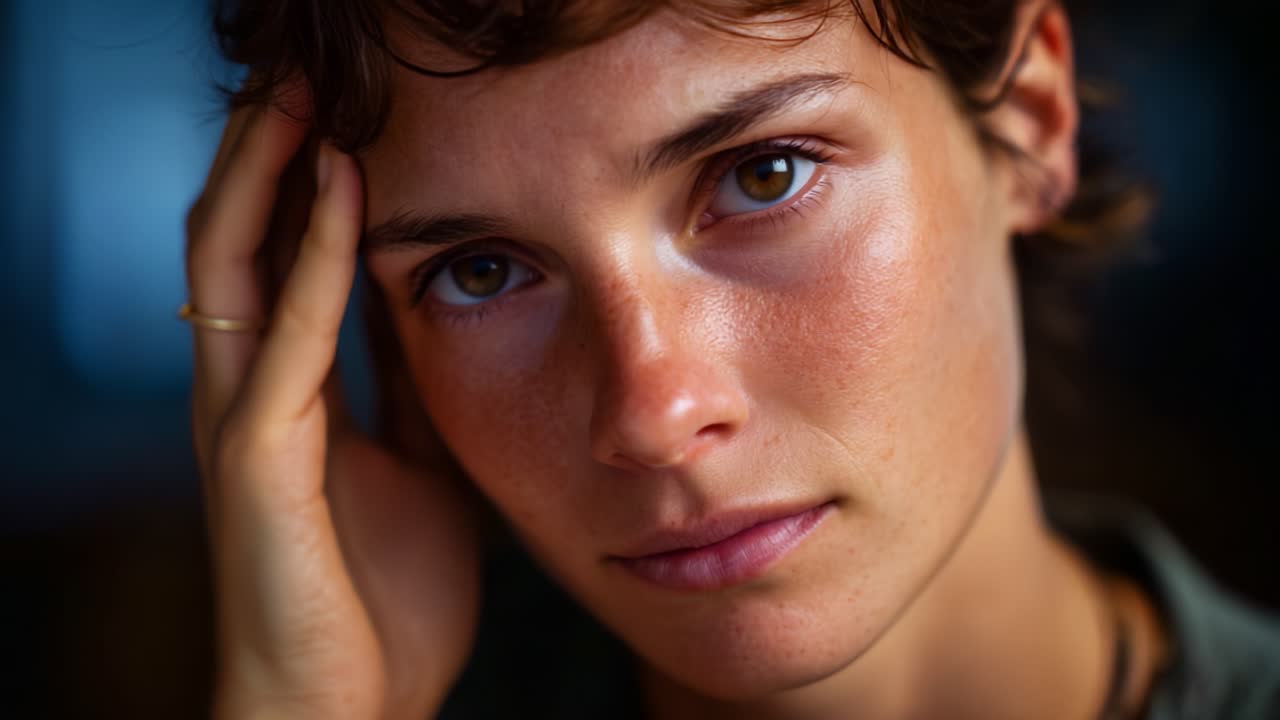 Un momento di riflessione: catturare le emozioni sottili e l'introspezione di una giovane donna in una vivace, ma serena, sessione di ritratti ravvicinati