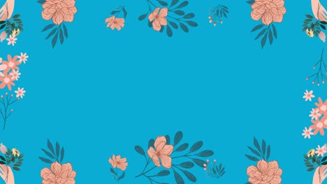 animación de flores que se mueven en movimiento hipnótico con espacio de copia en fondo azul