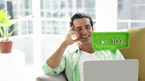 animación de un icono de las redes sociales con un número creciente de hombres caucásicos que usan computadoras portátiles