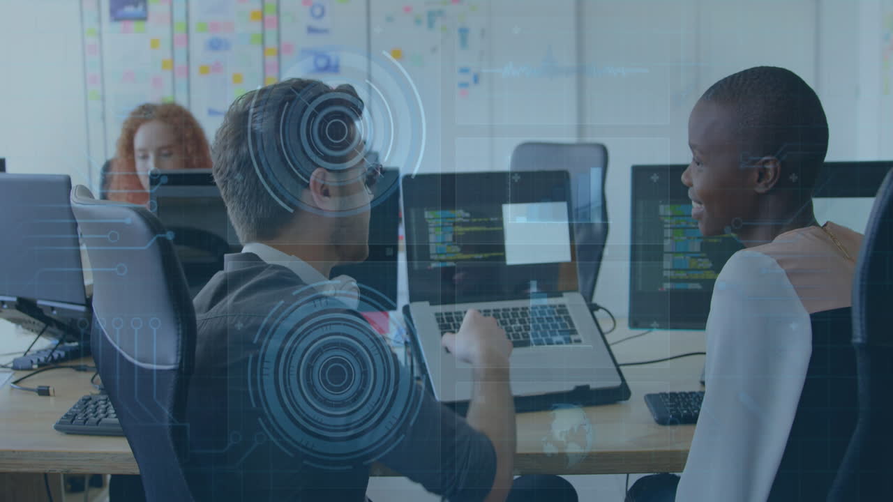 Animation of scope scanning and data processing over diverse business people