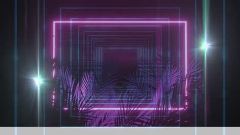 animación de formas geométricas de neón brillantes sobre un fondo oscuro