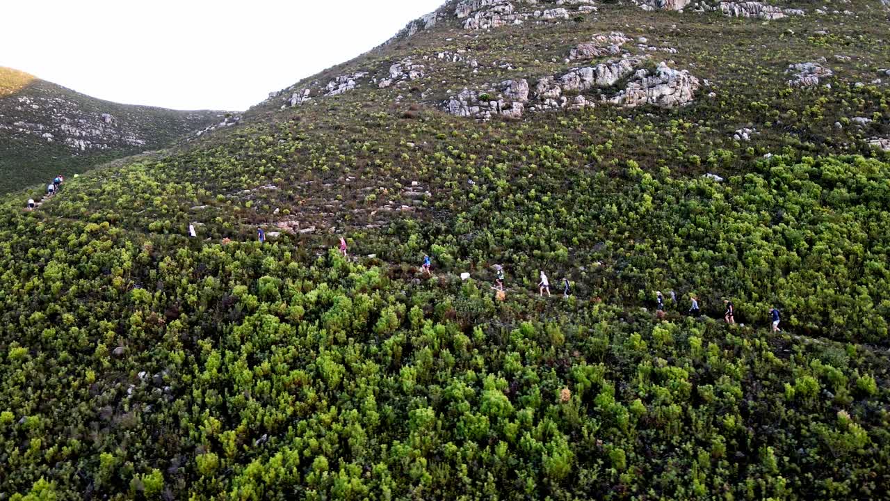 Trail running athletes on a mountain track