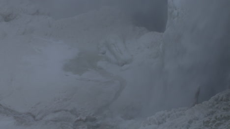 pan shot frozen waterfall flow