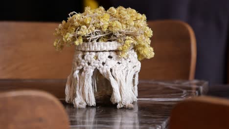 macrame vase with dried flowers