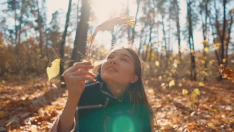 woman in autumn forest