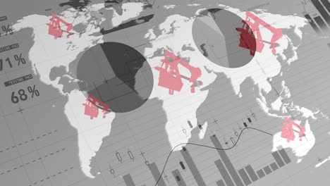 animation of pump jacks over word map and graphs