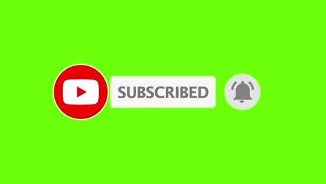 Animation-of-YouTube-subscribe-button-and-notification-button,-green-screen-background-suitable-for-overlays