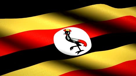bandera de uganda agitando fondo textil con textura. animación de bucle sin costuras. pantalla completa. movimiento lento. video en 4k